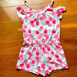 Girls Pink Pineapple Romper Size 7/8 - Great Condition